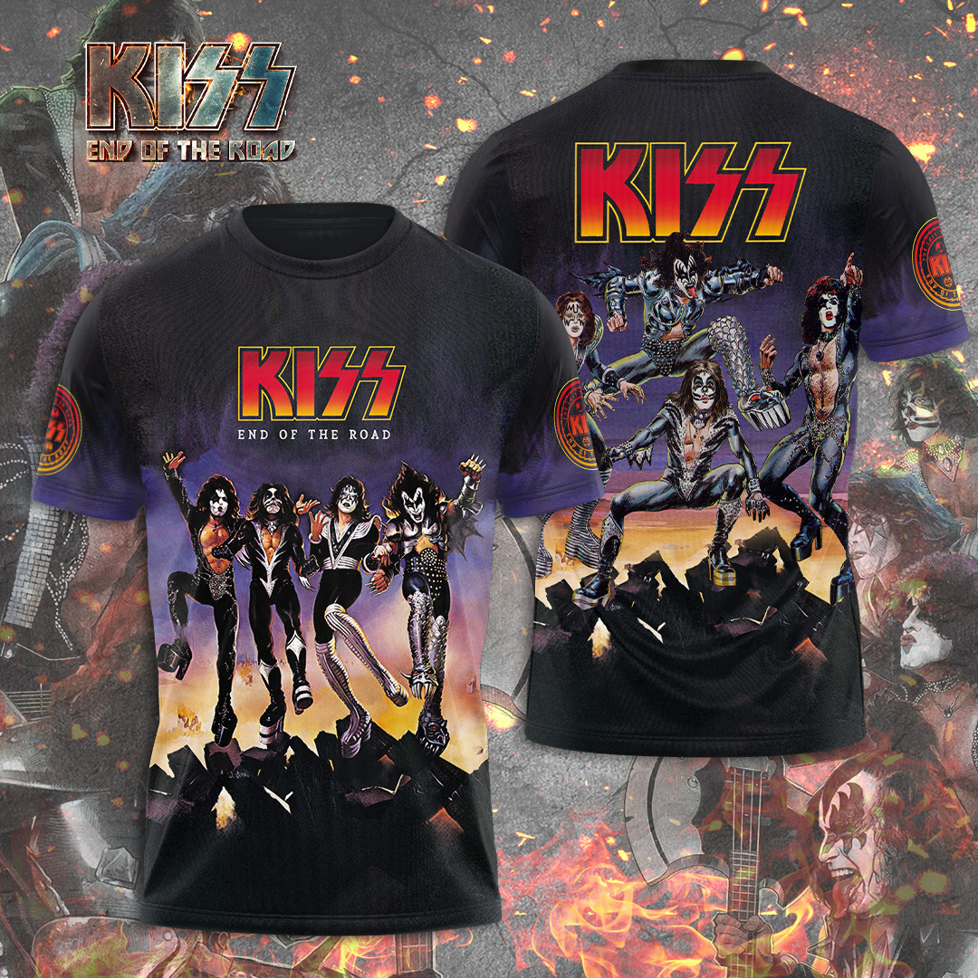 Kiss Fire Stage World Tour T-Shirt Purple Flame Edition