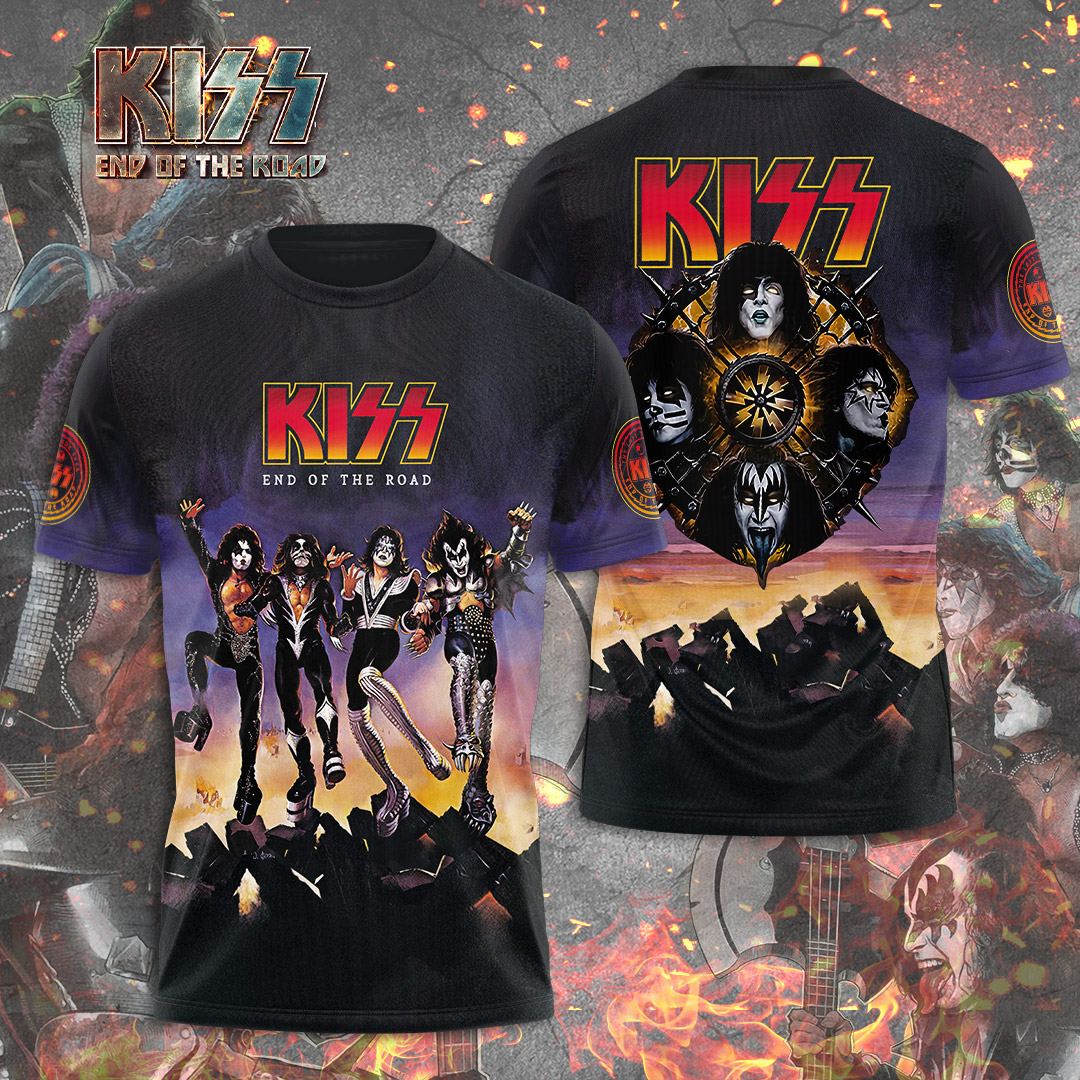 Kiss Sunset Fire Tour Tee Limited Gold Flame Print