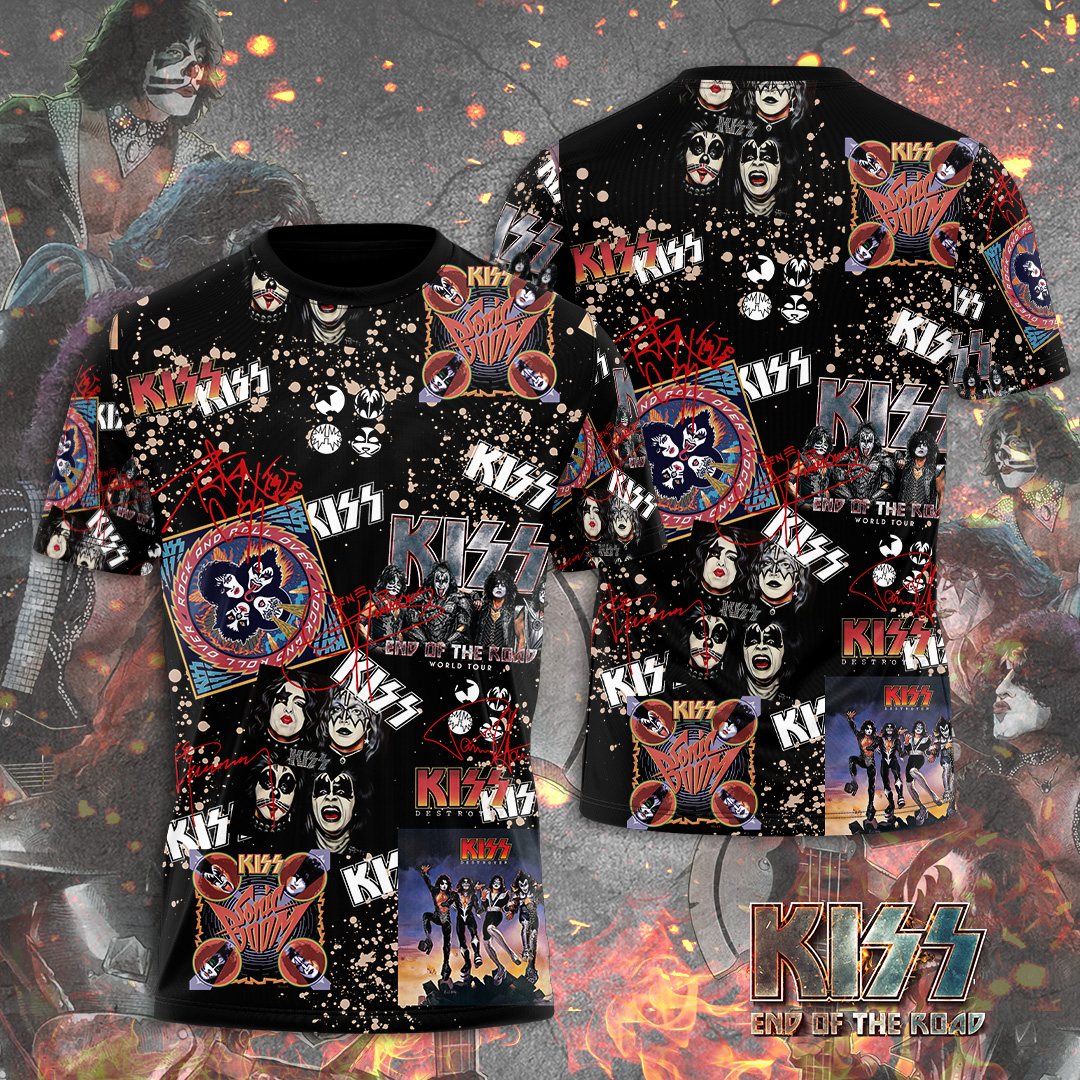 Kiss All-Over Print T-Shirt Collage Retro Band Faces Edition
