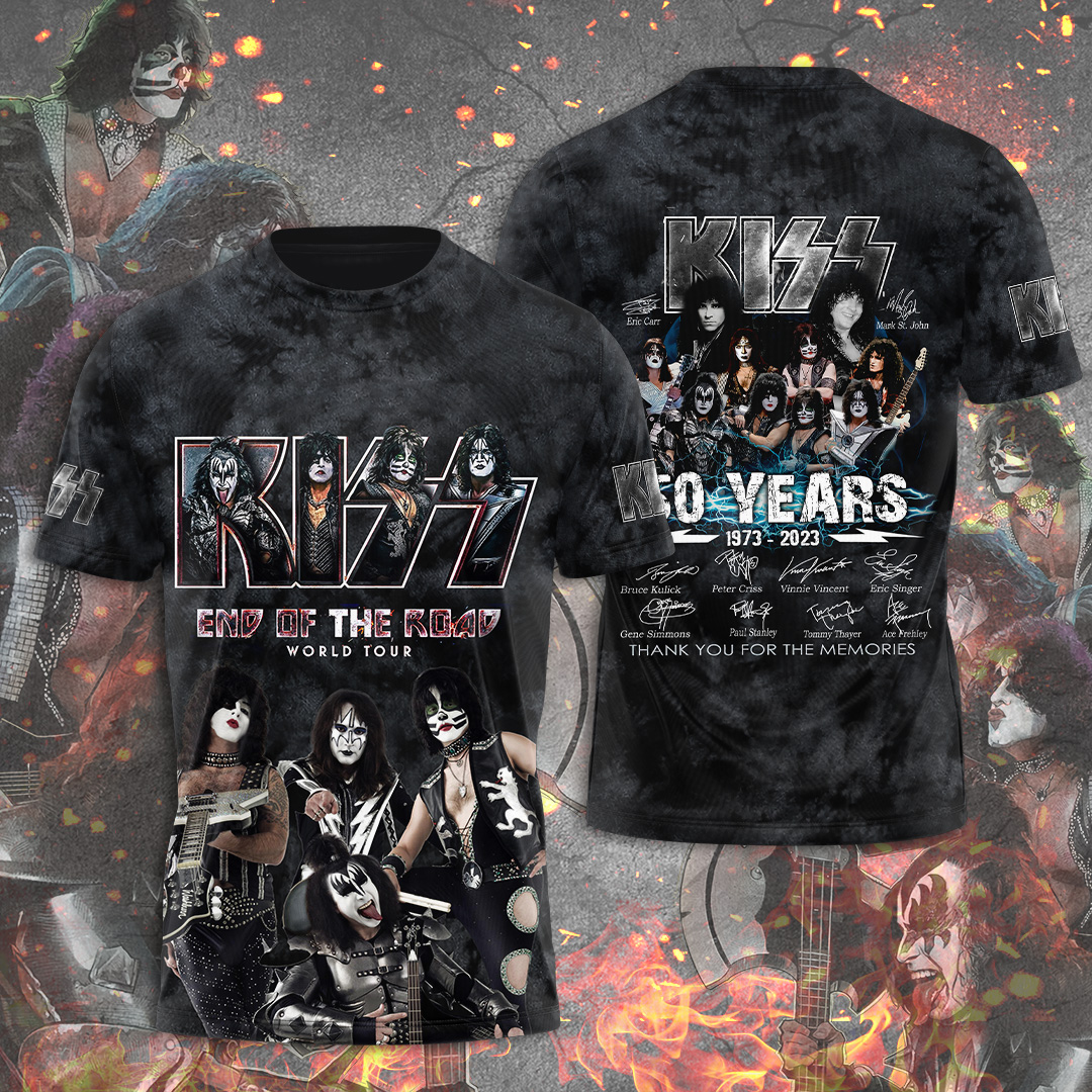 Kiss End Of The Road 50 Years Tour T-Shirt Black Red Edition