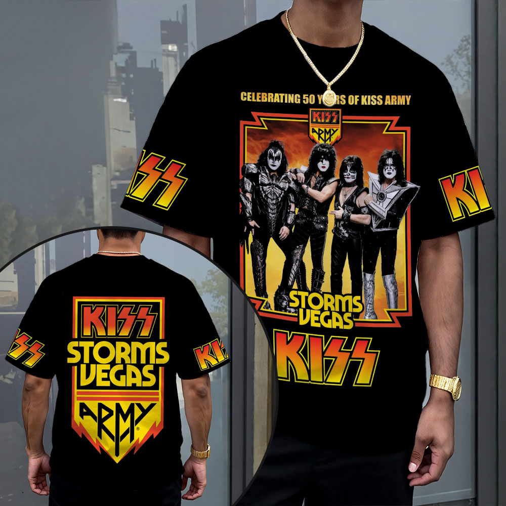 Kiss Storms Vegas Army Shirt Classic Yellow Edition
