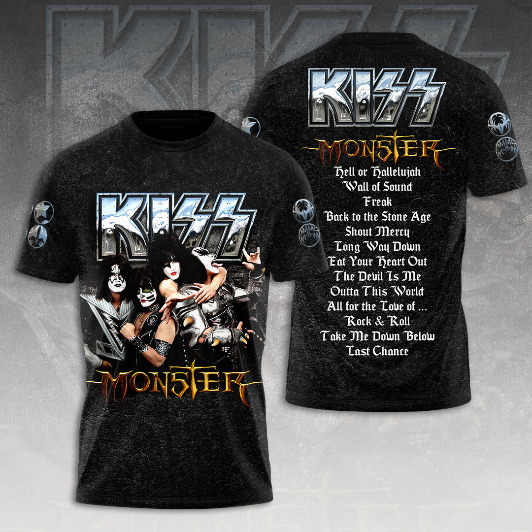 Kiss Monster World Tour T-Shirt Black Graphic Edition