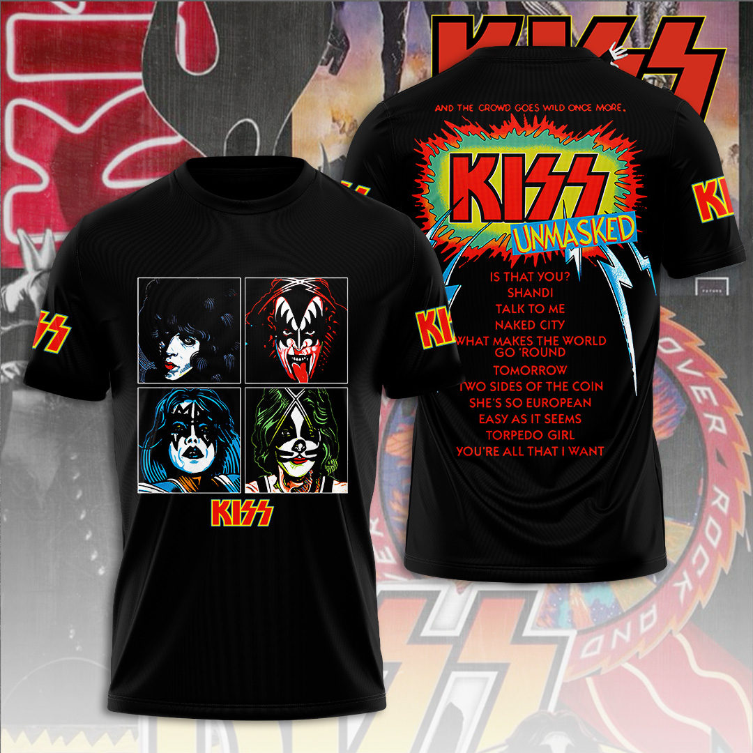 Kiss Four Faces Graphic T-Shirt Retro Tour Edition