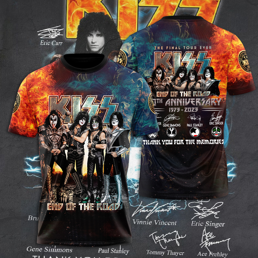 Kiss End Of The Road Tour 2025 T-Shirt Anniversary Edition