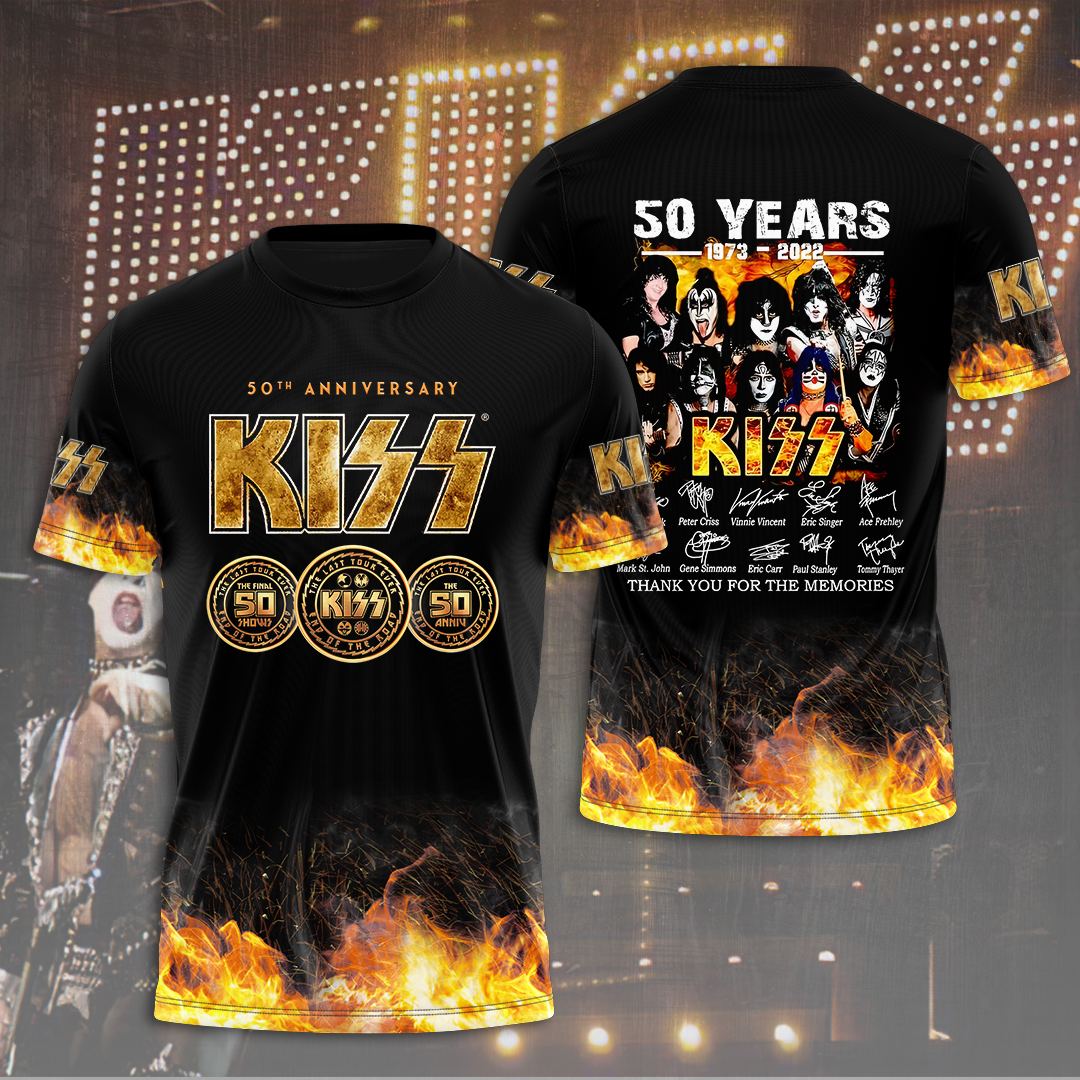Kiss Flames Graphic Shirt Retro Tour Collection