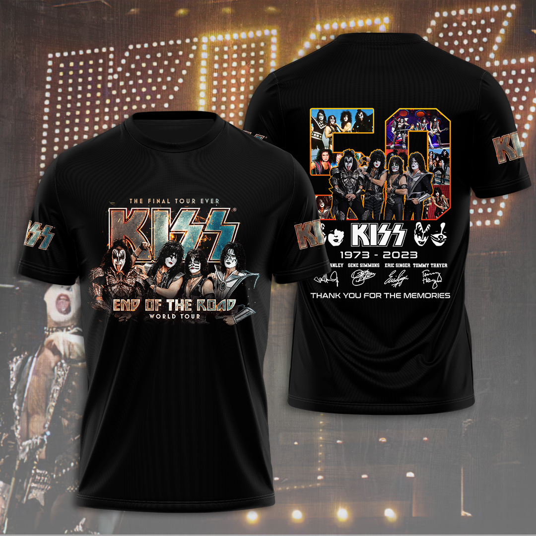 Kiss End Of The Road Tour Blue Flame T-Shirt Hot Stage Edition