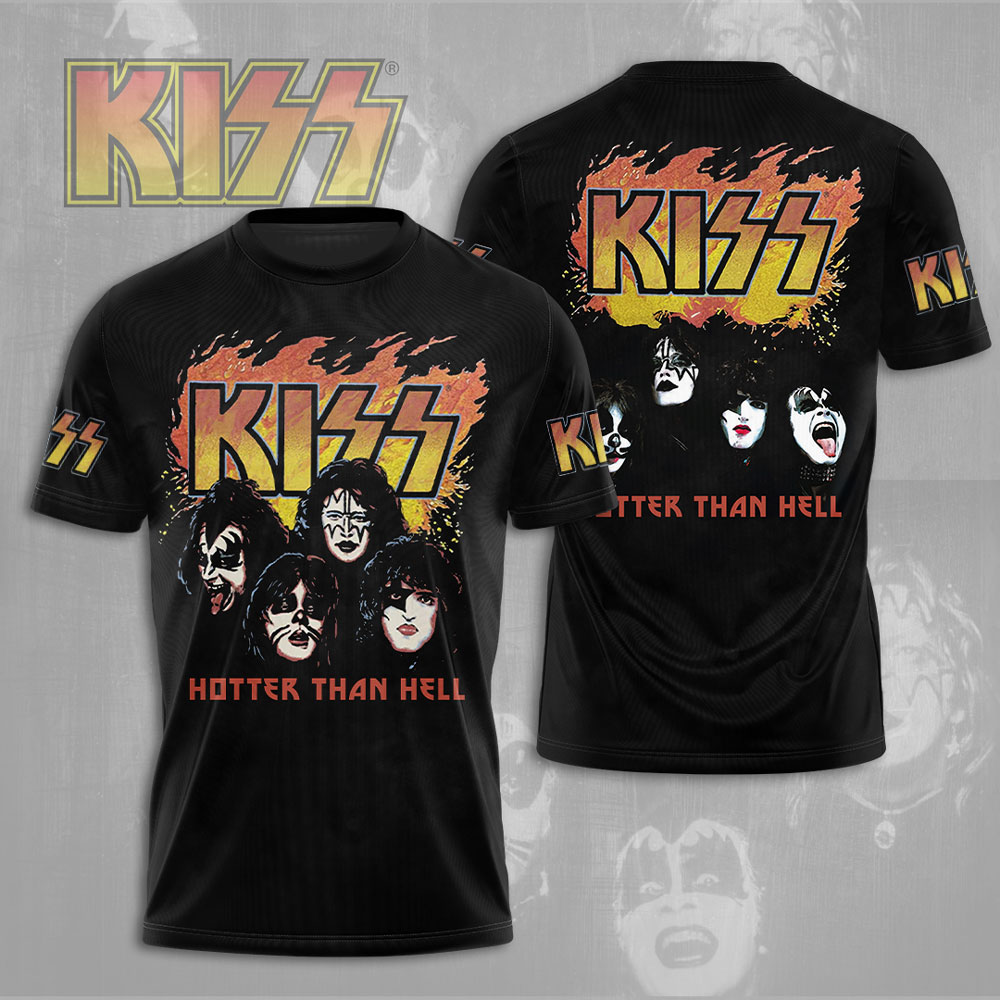 Kiss Hotter Than Hell Classic Tour Tee Black Flame Edition