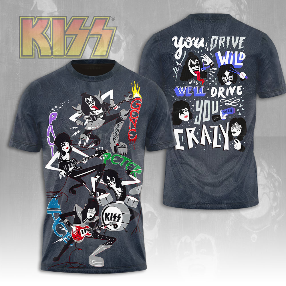 Kiss Wild Drive Graphic Tee Rock & Roll Fantasy Edition