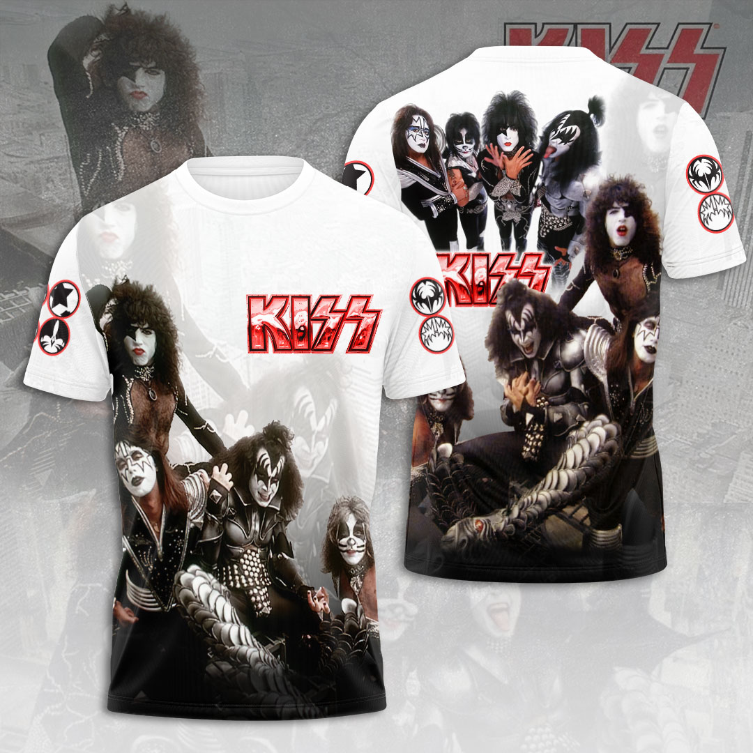 Kiss Classic White Portrait Tee Vintage Members Style