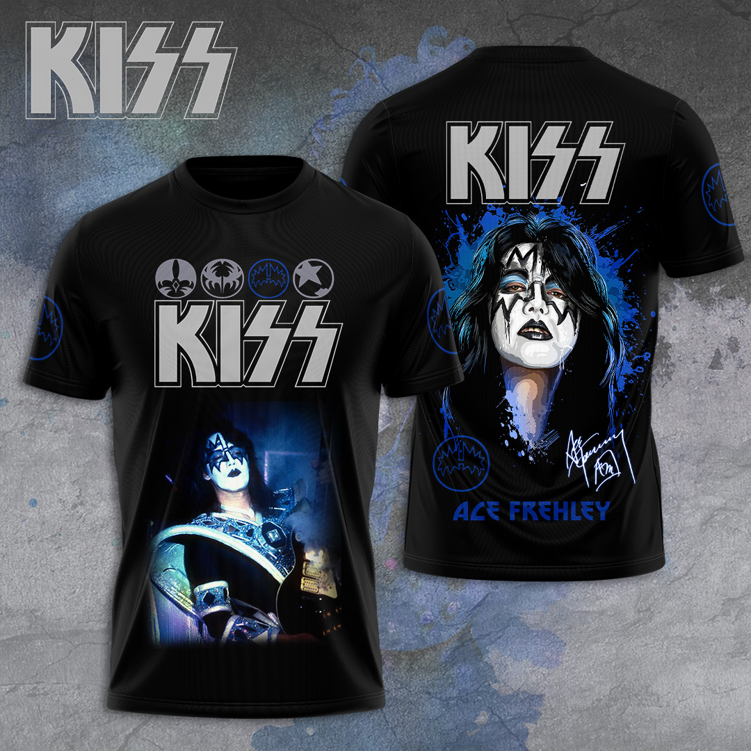 Kiss Ace Frehley Tour Tee Blue Guitar Legends Edition