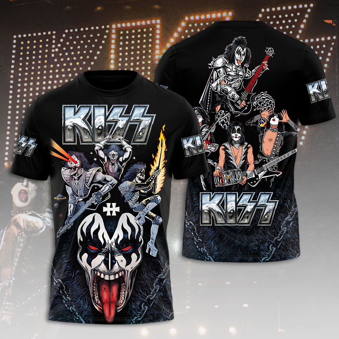 Kiss Demon Face Tour T-Shirt Chrome Logo Edition