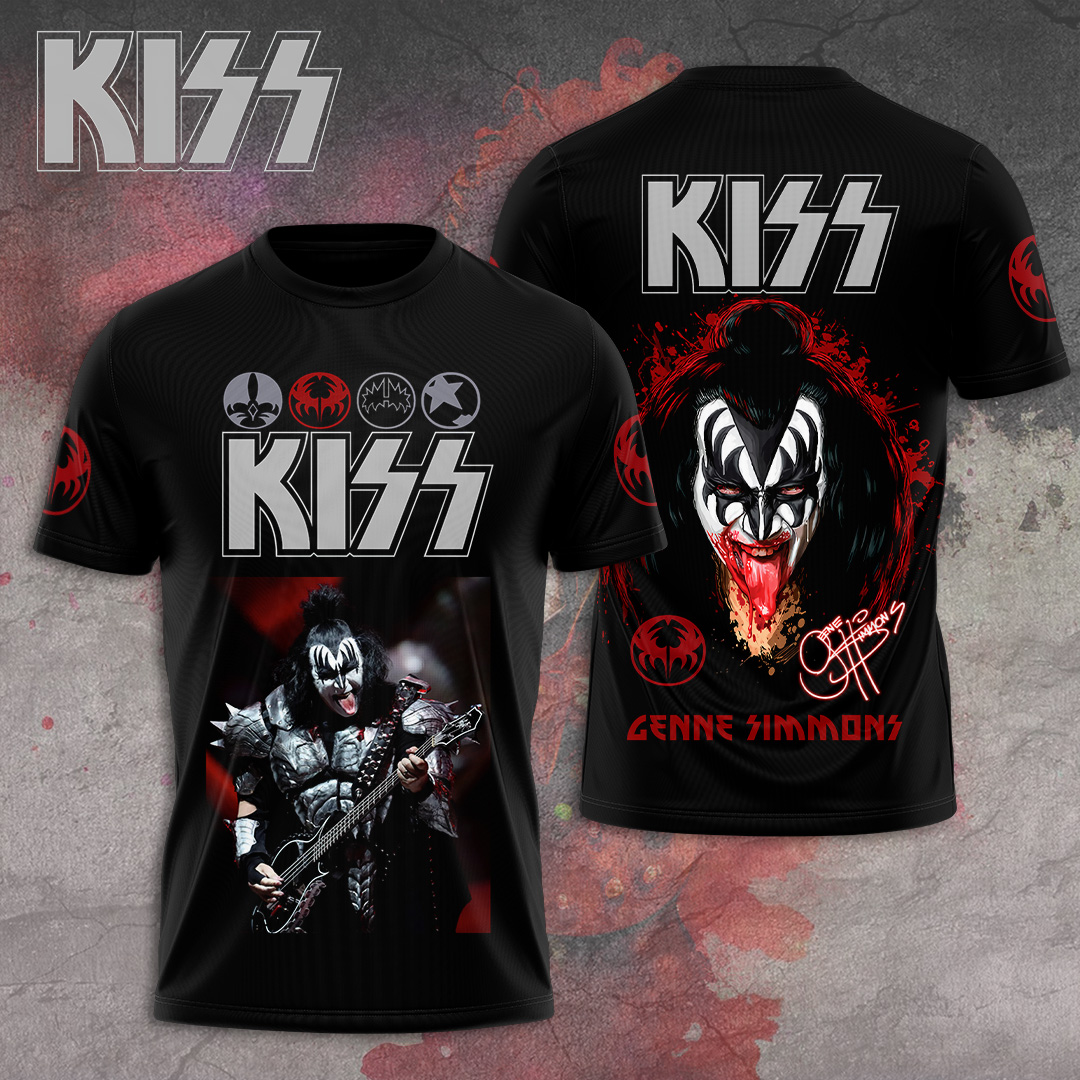 Kiss Gene Simmons Demon Graphic Tee Black Fire Style