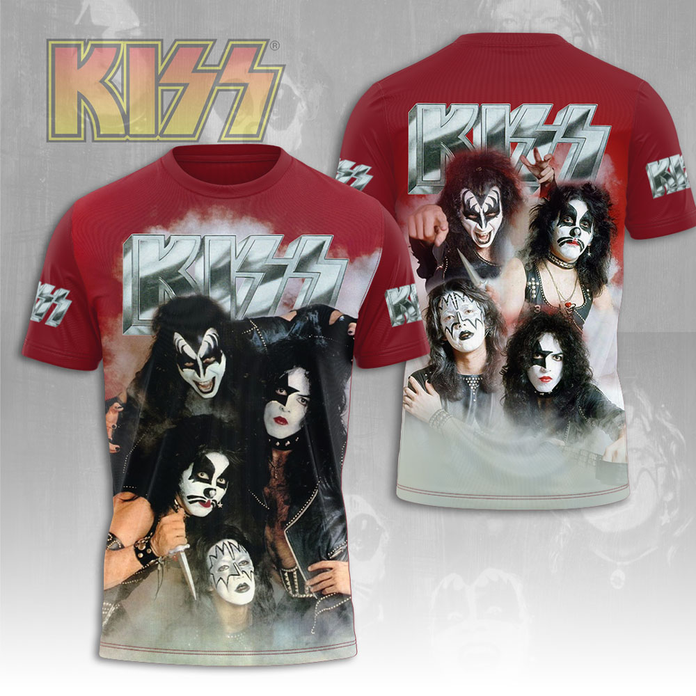 Kiss Red Gradient Tour T-Shirt Vintage Portrait Edition
