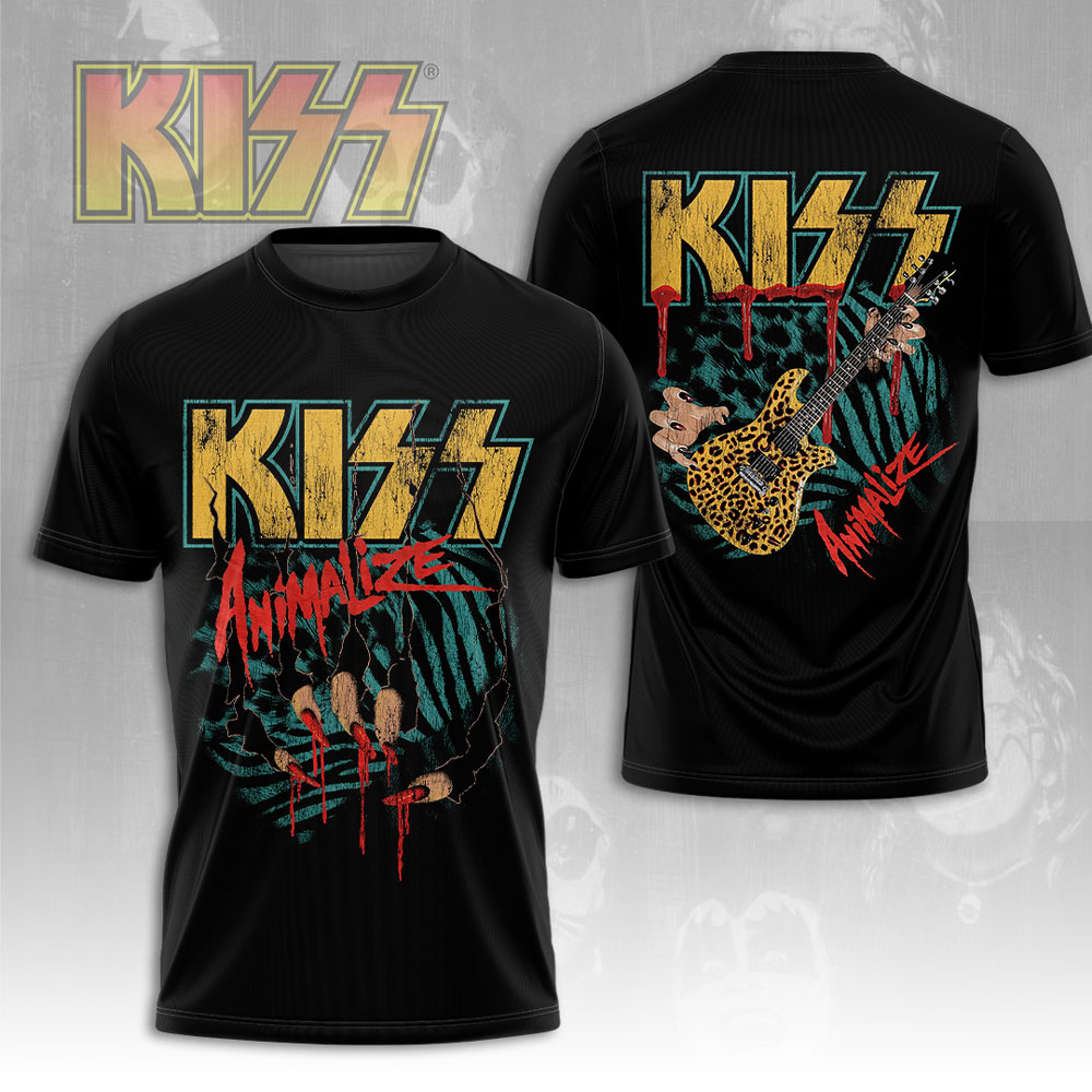 Kiss Animalize Vintage Graphic Tee Black Metal Print