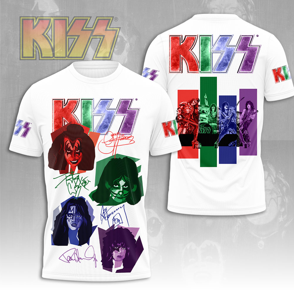 Kiss Pop Art Faces Graphic T-Shirt Color Block Edition
