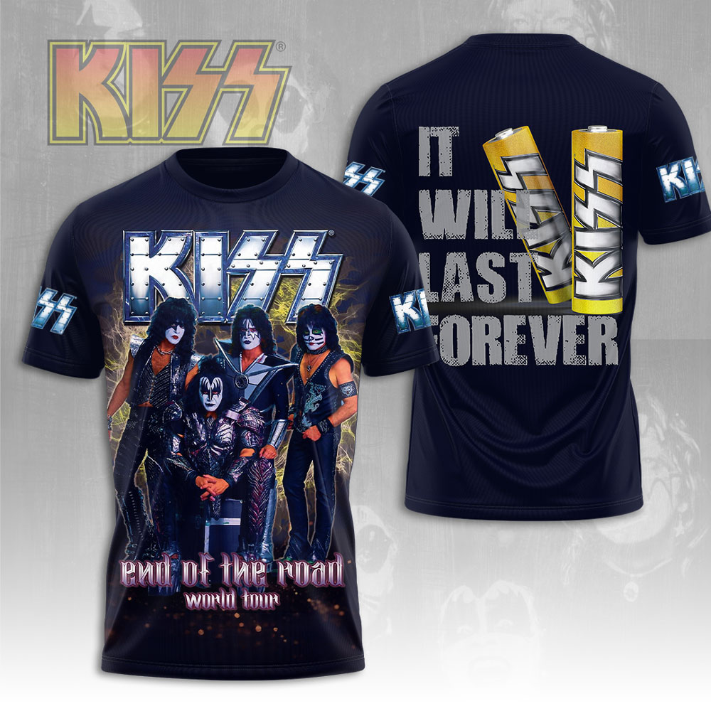 Kiss World Tour 2025 Tee Dark Blue Heritage Design