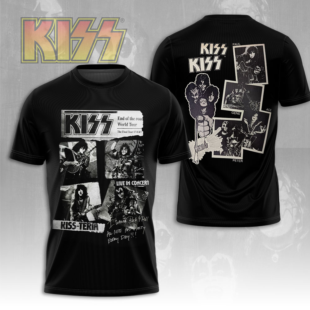 Kiss Classic 80S Tour Collage T-Shirt Retro Memorabilia Edition