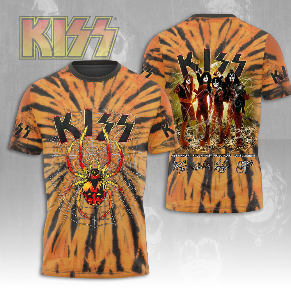 Kiss Tie-Dye Flame Rock Legends T-Shirt Orange Tour Edition