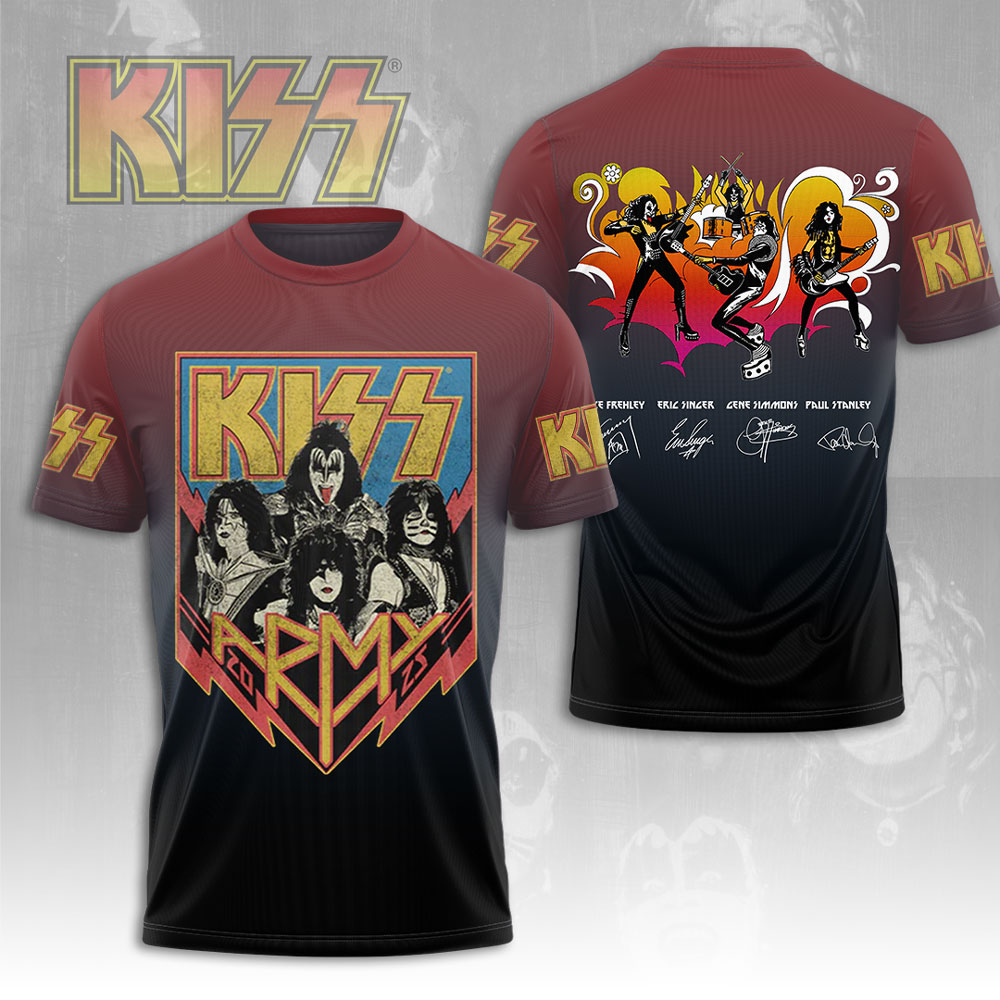 Kiss Red Shield Tour T-Shirt Vintage Flame Style