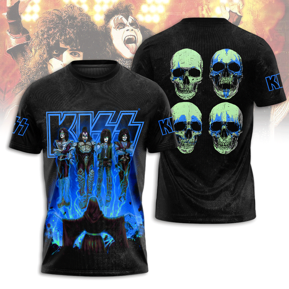 Kiss Blue Skull Tour Shirt Heavy Metal Graphic Design