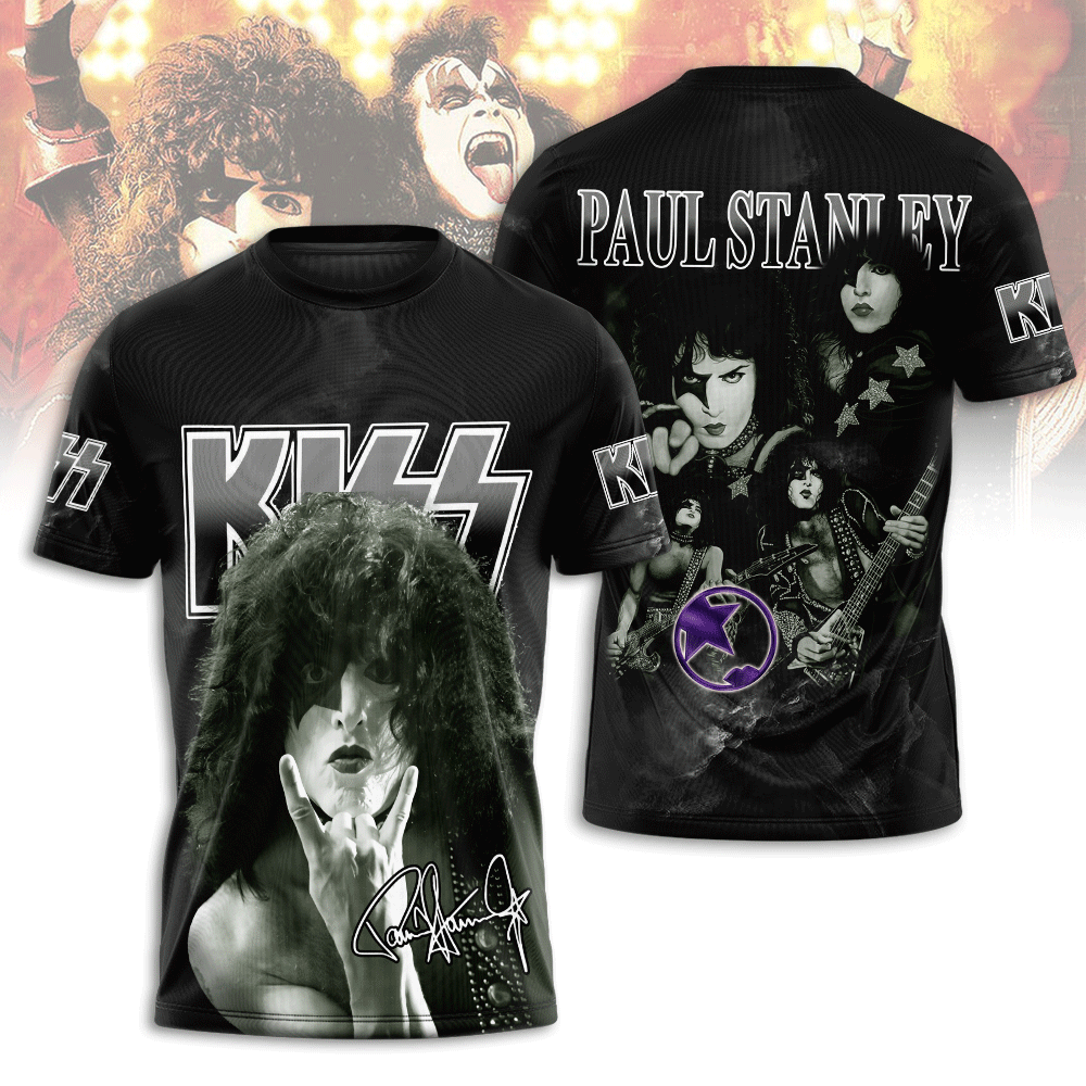 Kiss Paul Stanley Signature T-Shirt Black & Silver Tour Edition