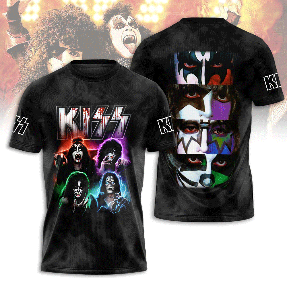 Kiss Multiface Tribute T-Shirt Neon Mask Edition