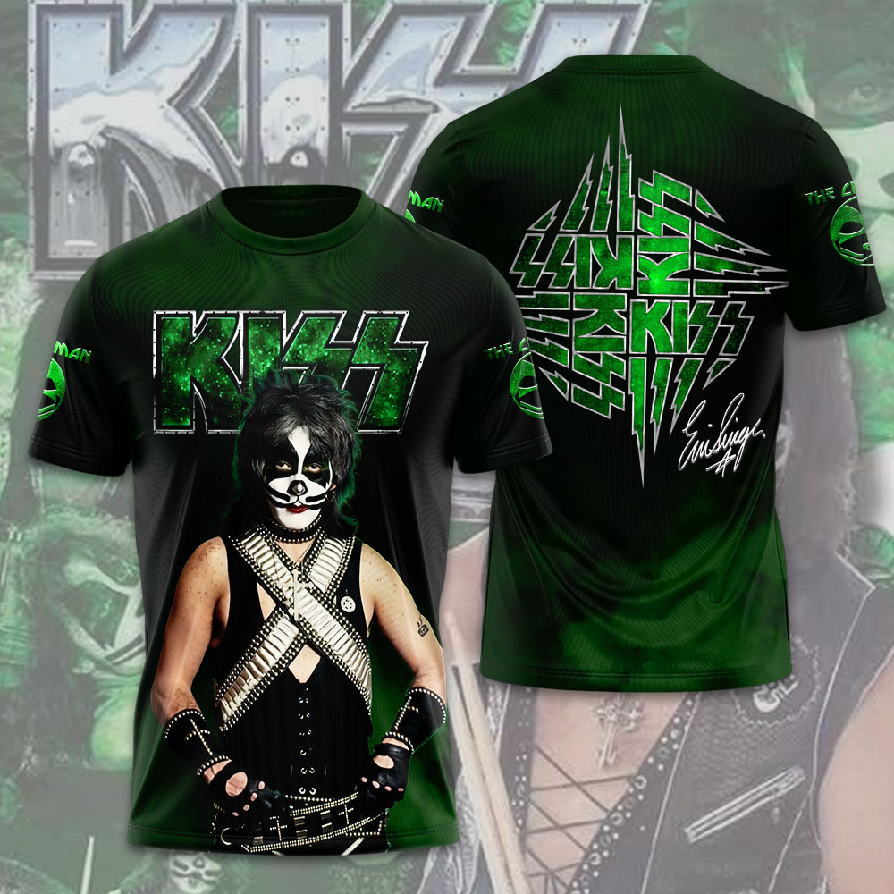 Kiss The Catman Green Signature Tee Rock Icon Tribute Edition