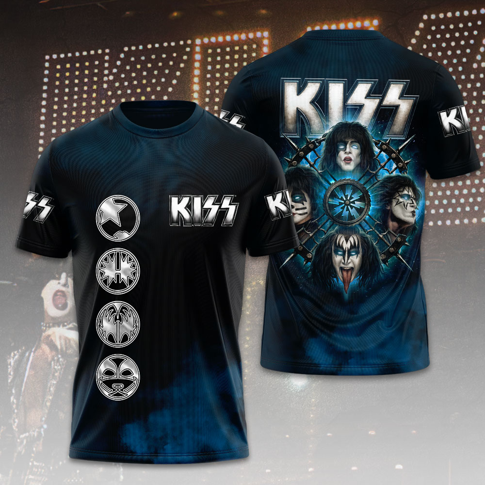 Kiss 2025 Tour Band Graphic Shirt Classic Blue Iconic Design