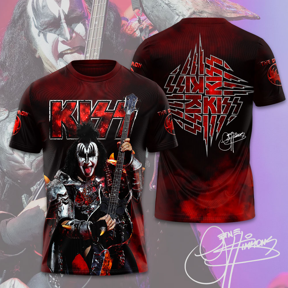 Kiss Gene Simmons Signature T-Shirt Red Blood Tour Edition
