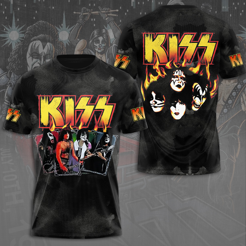 Kiss Rock Legends 2025 Tour Shirt Retro Flame Edition