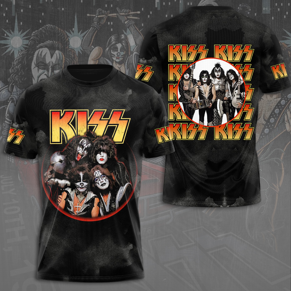 Kiss Band Circle Portrait T-Shirt Vintage Round Logo Edition