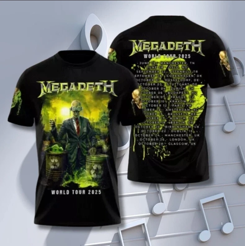 Megadeth World Tour 2025 Heavy Metal Rock Band Aop 3D T-Shirt