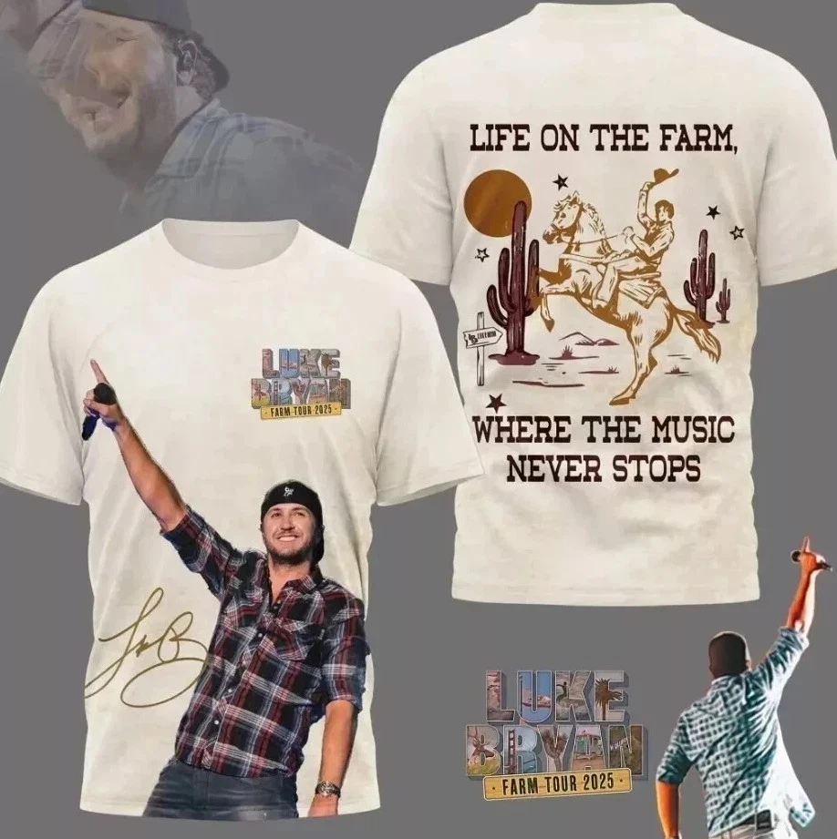 Luke Bryan Farm Tour 2025 3D T-Shirt
