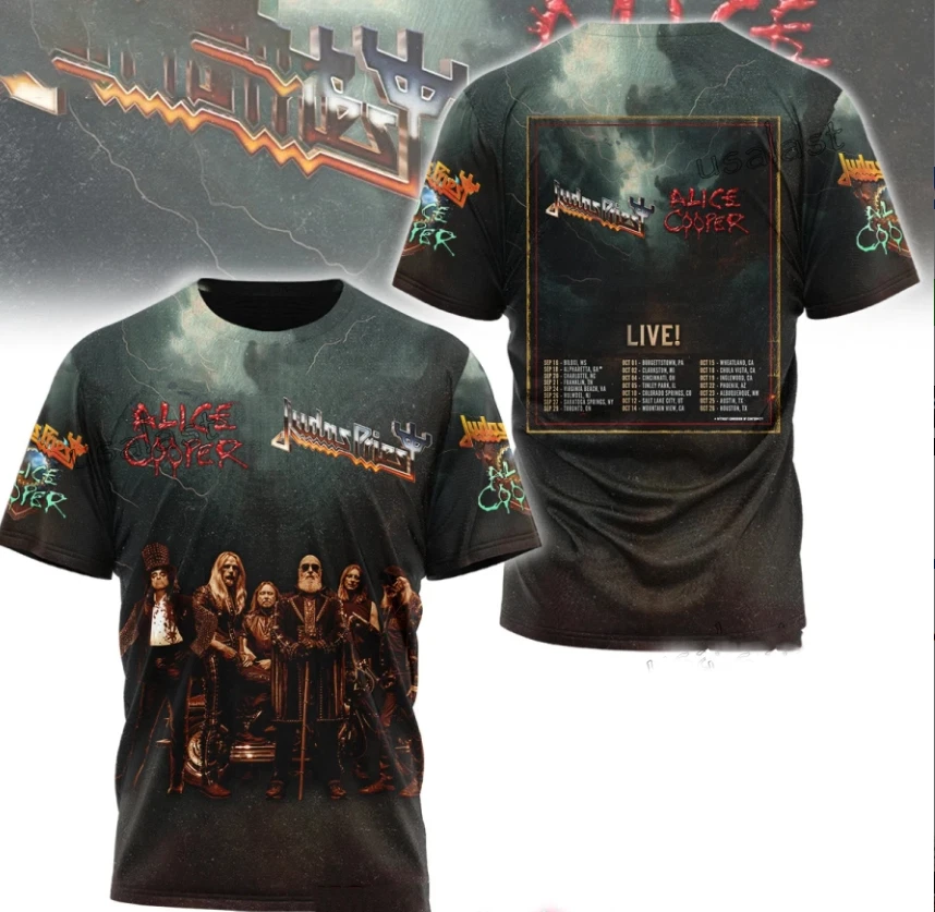 Judas Priest Alice Cooper Live 2025 Tour Aop 3D T-Shirt