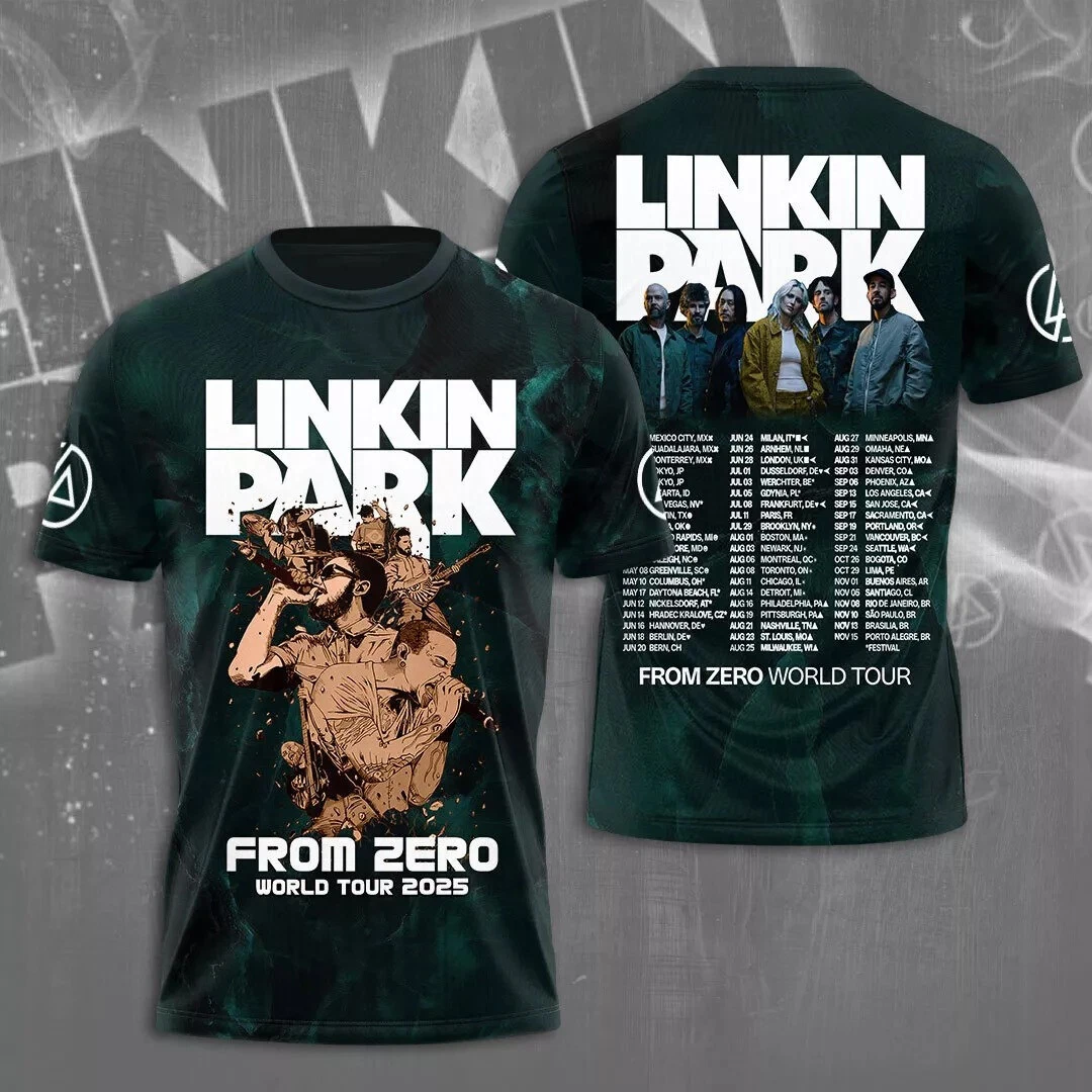 New T-Shirt World Tour 2025 Linkin Park From Zero Classic 3D T-Shirt Cotton Tee