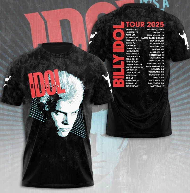 Billy Idol It S Nice Day To Tour 2025 3D All Over Printed T-Shirt