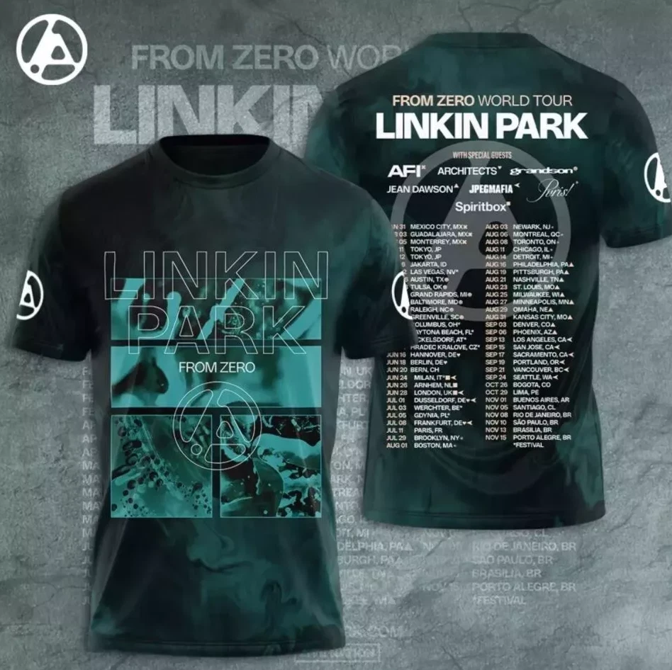 Linkin Park Tour 2025 3D All Over Printed Unisex Tshirt