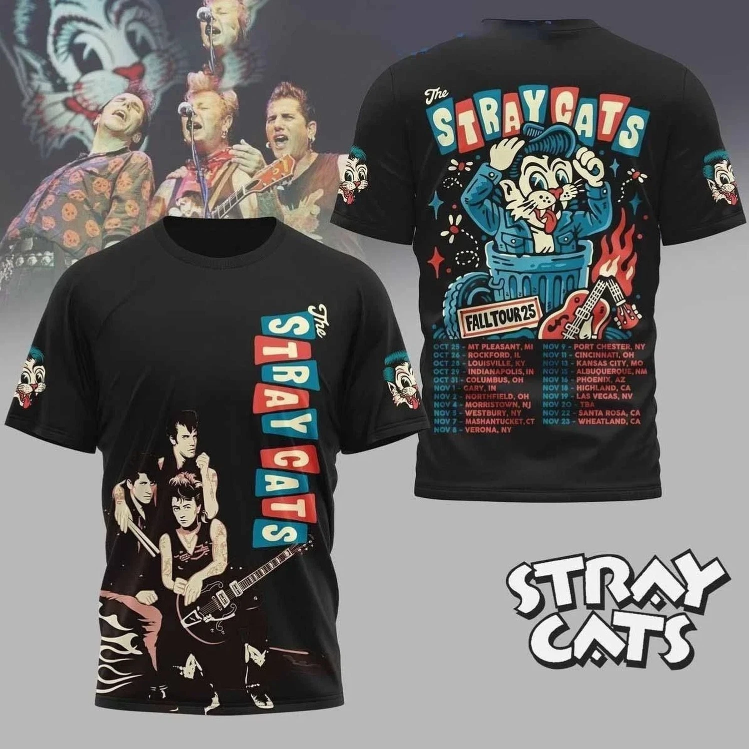 The Stray Cats Fall Tour 2025 3D T Shirt