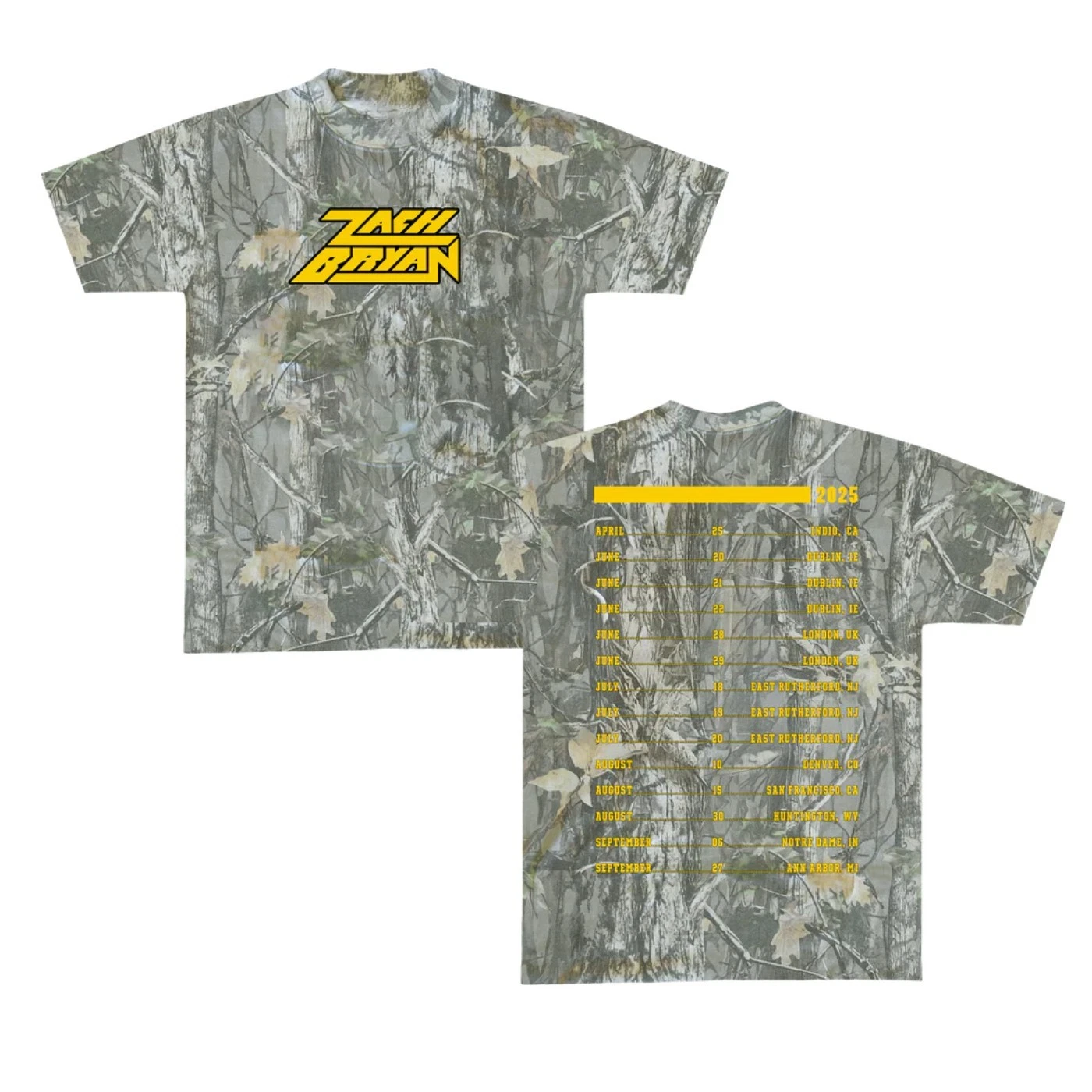 Zach Bryan Logo Camo Tour 2025 3D T-Shirt 