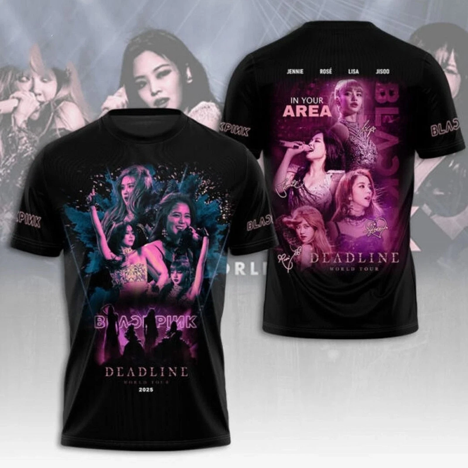 Blackpink 2025 World Tour Deadline Signature 3D T-Shirt