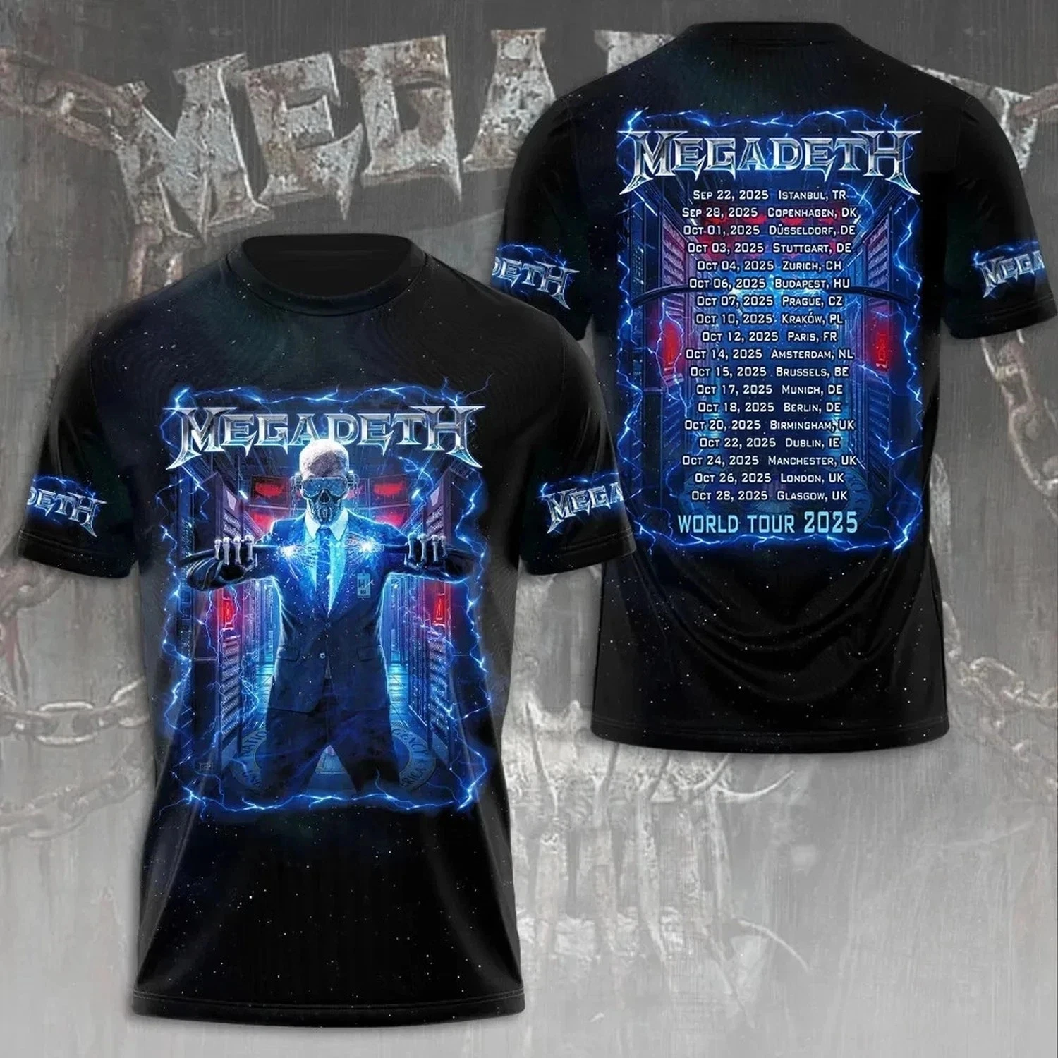 Megadeth Rock Band World Tour 2025 Limited Edition 3D Tee Shirt