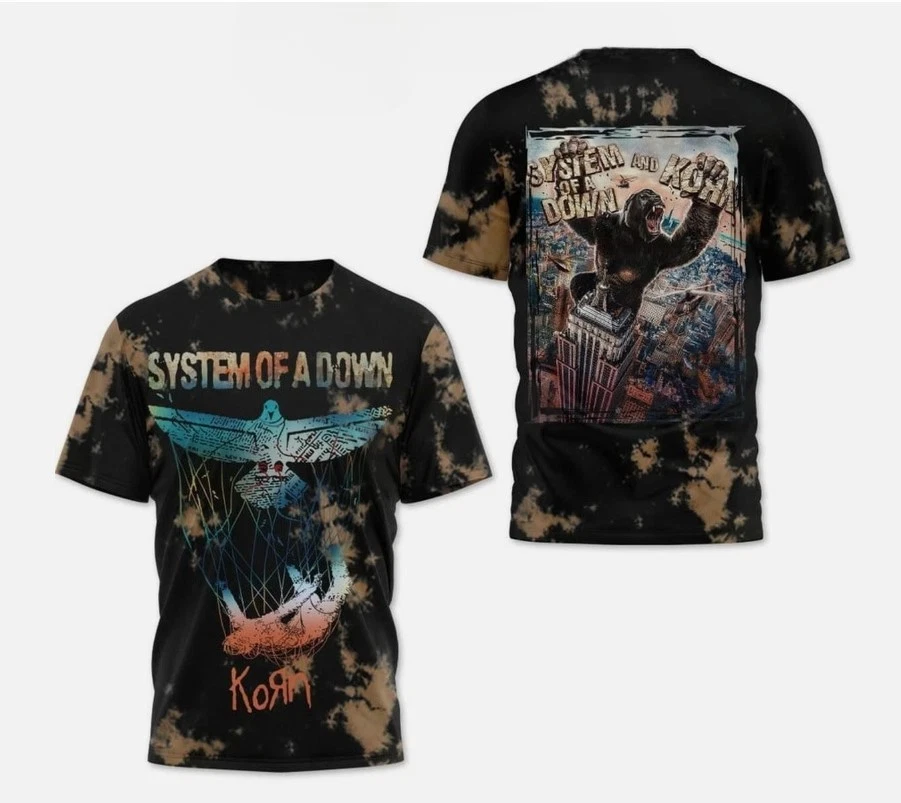 System Of A Down Performance With Korn 2025 3D T-Shirt