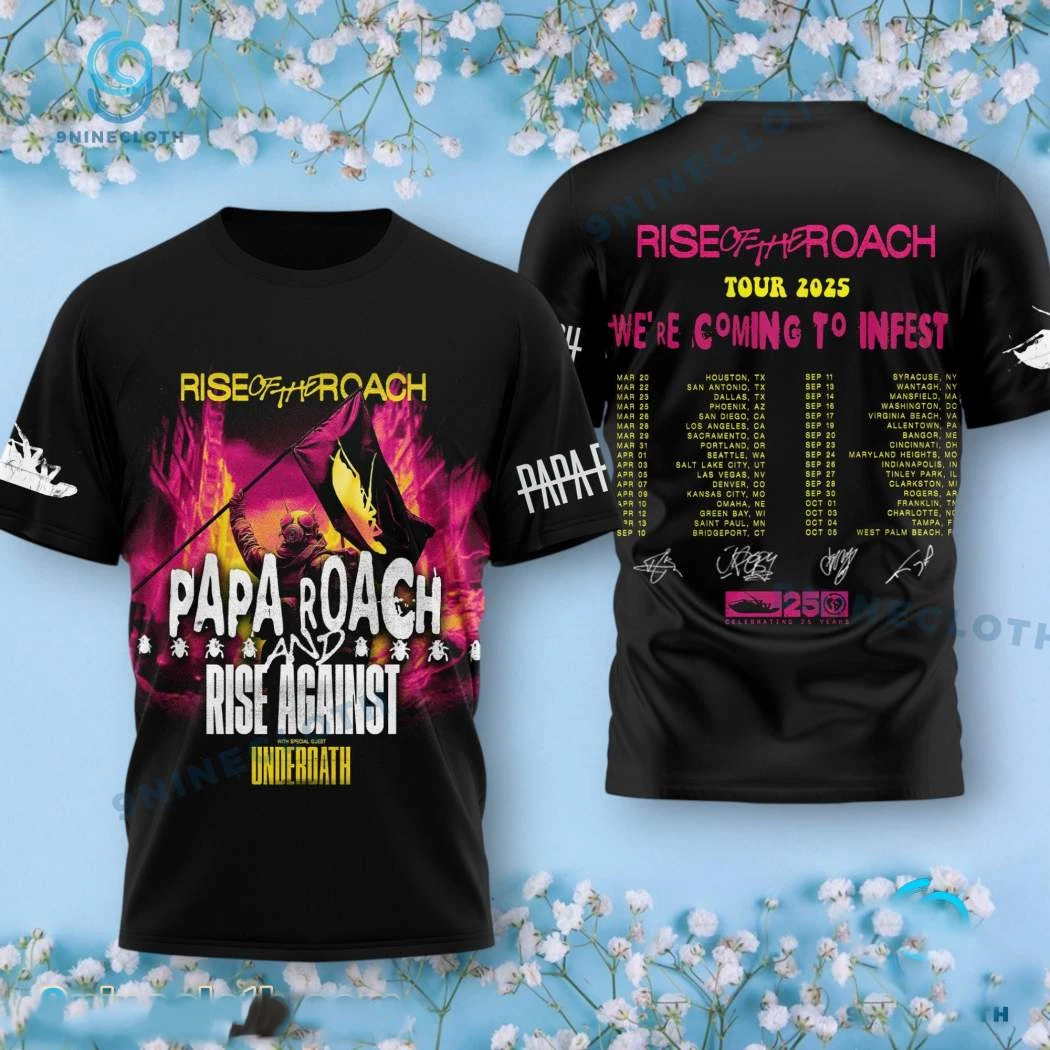 Papa Roach Rise Of The Roach Tour 2025 3D T Shirt