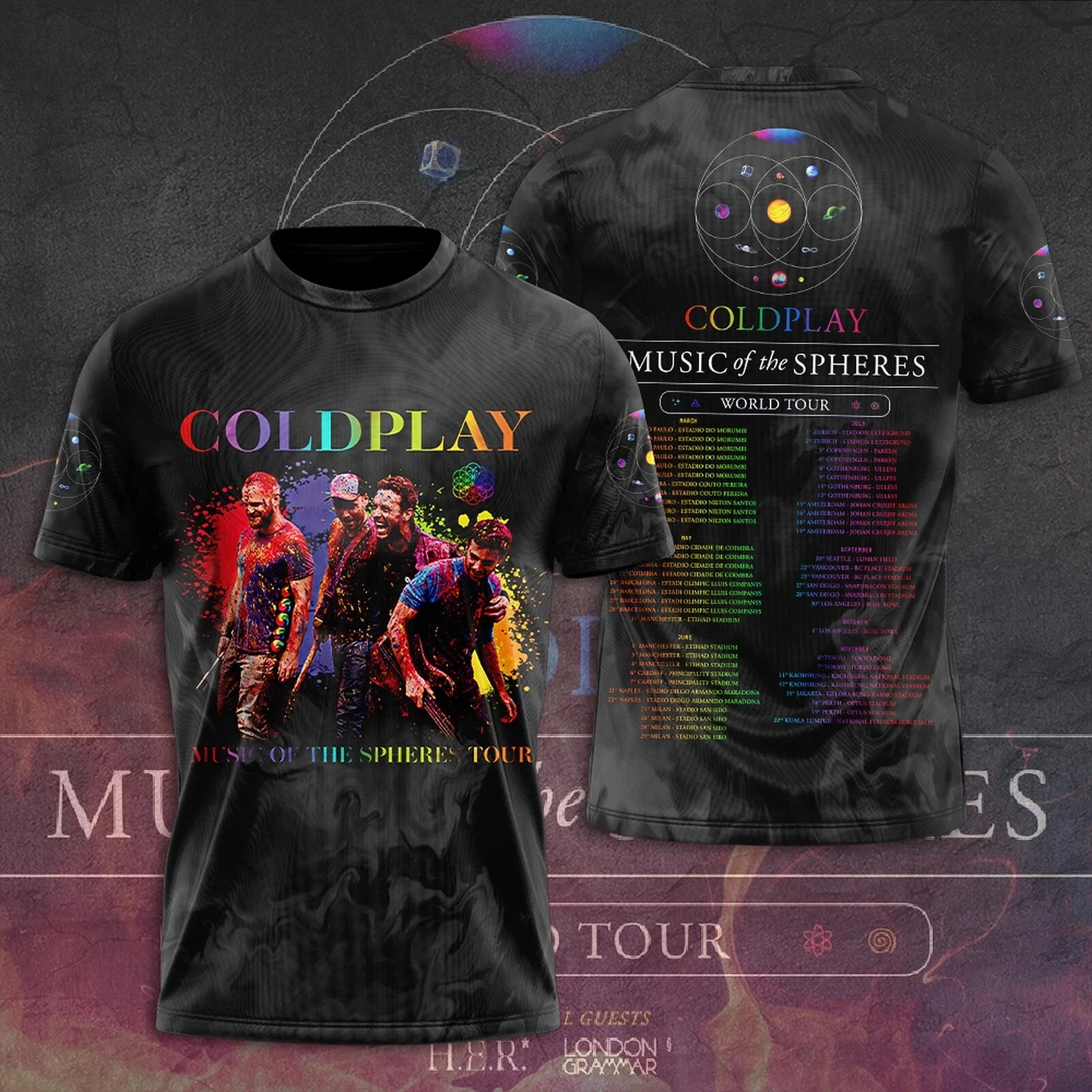Coldplay Music Of The Spheres Tour 2025 North American Tour 3D T-Shirt