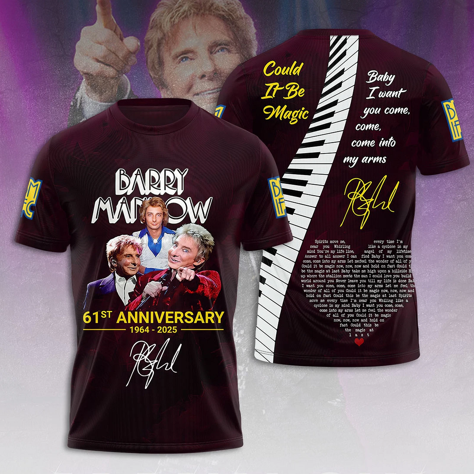 Barry Manilow 2025 The Last Concerts Tour 3D Aop T Shirt