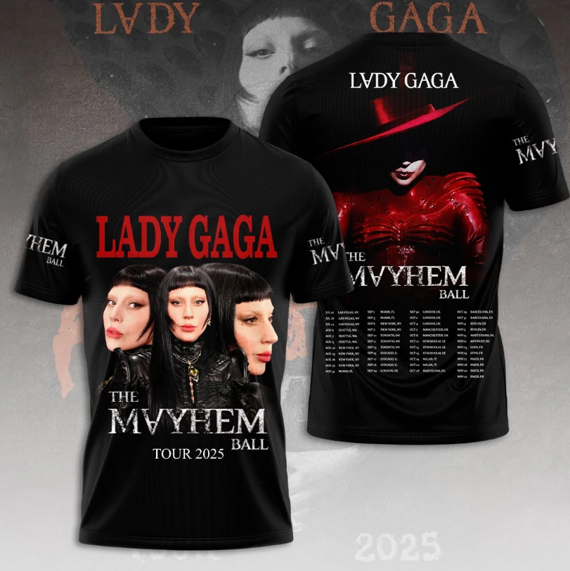 Lady Gaga The Mayhem Ball Tour 2025 3D T-Shirt For Fans