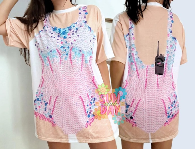 Pink And Blue Eras Bodysuit Tshirt With Body And No Body