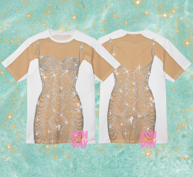 Bejeweled Showgirl Outfit Shirt, Rhinestone Bodychain Dress Tshirt