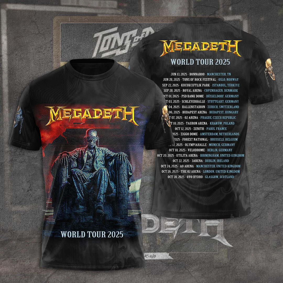 Megadeth World Tour 2025 Date Shirt