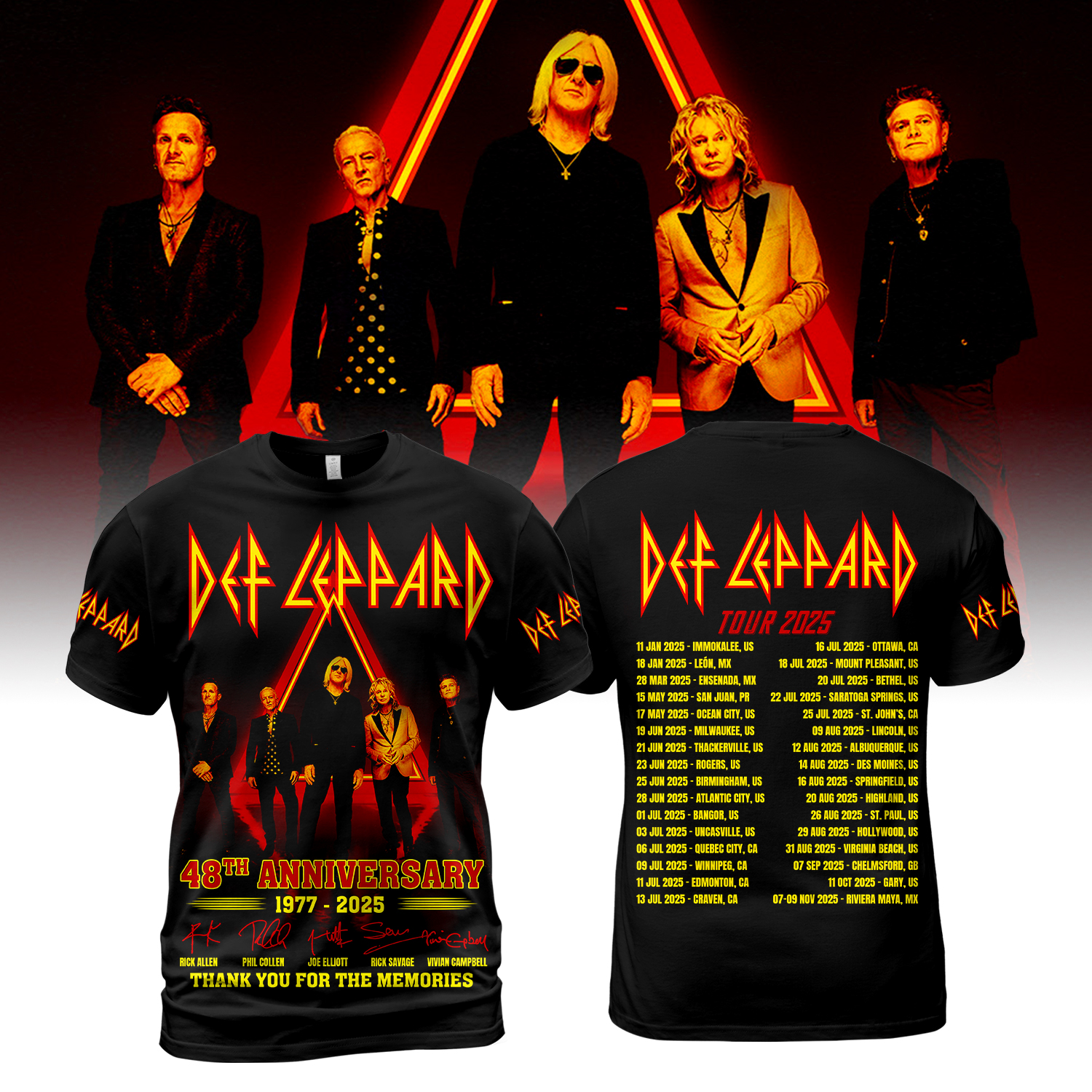 Def Leppard Tour 2025 Aop 3D Shirt